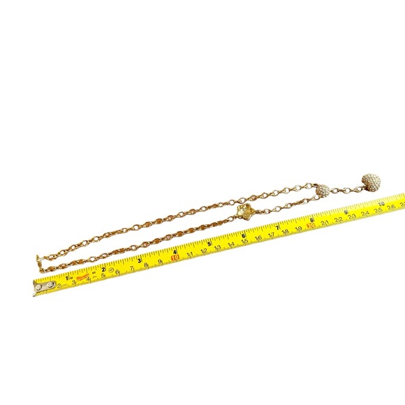 Y2K Vintage Rhinestone Embellished Puffy Heart Y Drop Asymmetrical Necklace - Picture 7 of 7